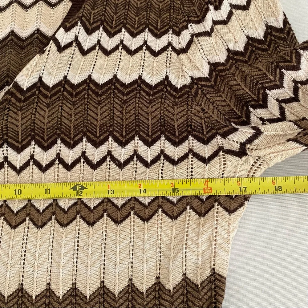 Emanuel Ungaro Women’s Cardigan Sweater Large Chevron Designer Quiet Luxury